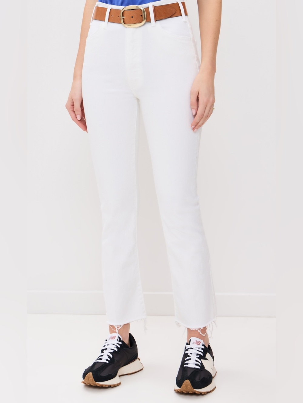MOTHER The Hustler Ankle Fray White Jeans Size 27 Fairest Of Them All